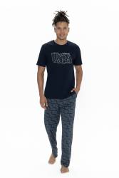 U.S. Polo Erkek %100 Pamuklu T-shirt Pijama ve Şort Takım - Thumbnail