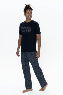 U.S. Polo Assn. - U.S. Polo Erkek %100 Pamuklu T-shirt Pijama ve Şort Takım