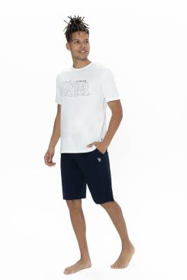 U.S. Polo Assn. - U.S. Polo Erkek %100 Pamuklu T-shirt Pijama ve Şort Takım (1)