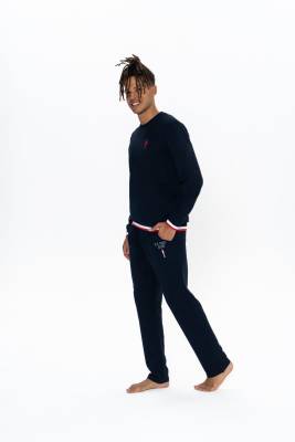 U.S. Polo Assn. - Us Polo Erkek 2 İplik Dokuma Ev Giyim Pijama Takım, Uzunkol, Bisiklet Yaka, Cepli (1)