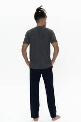 Us Polo Erkek Büyük Beden Pijama Takım, Bisiklet Yaka Düğmeli, Cep Detaylı - Thumbnail