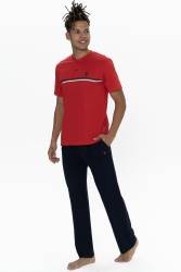 Us Polo Erkek Büyük Beden Pijama Takım, Bisiklet Yaka Düğmeli, Cep Detaylı - Thumbnail