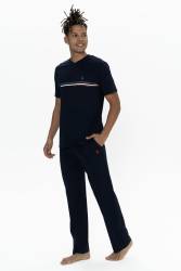 Us Polo Erkek Büyük Beden Pijama Takım, Bisiklet Yaka Düğmeli, Cep Detaylı - Thumbnail