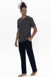Us Polo Erkek Büyük Beden Pijama Takım, V Yaka Düğmeli, Cep Detaylı - Thumbnail