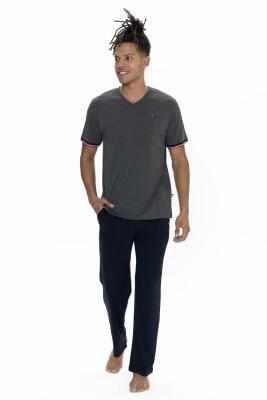 Us Polo Erkek Büyük Beden Pijama Takım, V Yaka Düğmeli, Cep Detaylı - 1