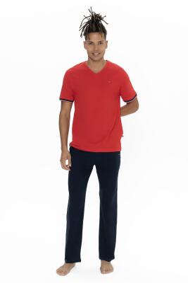 Us Polo Erkek Büyük Beden Pijama Takım, V Yaka Düğmeli, Cep Detaylı - 6