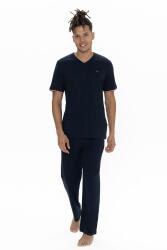Us Polo Erkek Büyük Beden Pijama Takım, V Yaka Düğmeli, Cep Detaylı Lacivert