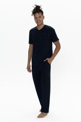 Us Polo Erkek Büyük Beden Pijama Takım, V Yaka Düğmeli, Cep Detaylı - 8