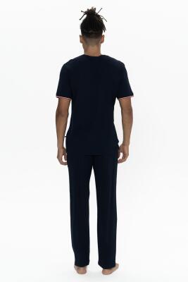 Us Polo Erkek Büyük Beden Pijama Takım, V Yaka Düğmeli, Cep Detaylı - 9