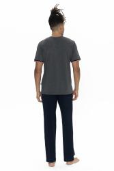 Us Polo Erkek Büyük Beden Pijama Takım, V Yaka Düğmeli, Cep Detaylı - 2