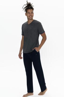 Us Polo Erkek Büyük Beden Pijama Takım, V Yaka Düğmeli, Cep Detaylı - 3