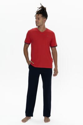 Us Polo Erkek Büyük Beden Pijama Takım, V Yaka Düğmeli, Cep Detaylı - 4