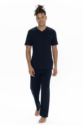Us Polo Erkek Büyük Beden Pijama Takım, V Yaka Düğmeli, Cep Detaylı - 7