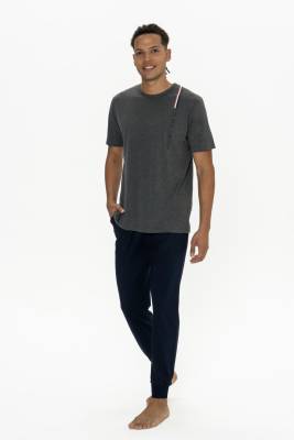 U.S. Polo Assn. - U.S. Polo Erkek Dar Paça Cepli Pijama Takım, Bisiklet Yaka, Kısakollu Pijama Takım