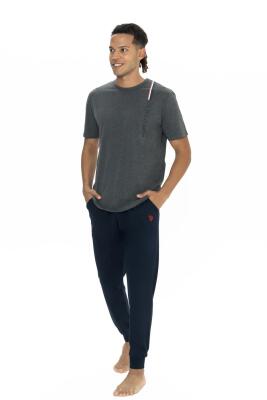 U.S. Polo Erkek Dar Paça Cepli Pijama Takım, Bisiklet Yaka, Kısakollu Pijama Takım - 3