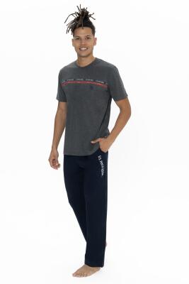 U.S. Polo Erkek Düz Paça Cepli Pijama Takım, Bisiklet Yaka, Kısakollu Pijama Takım - 1