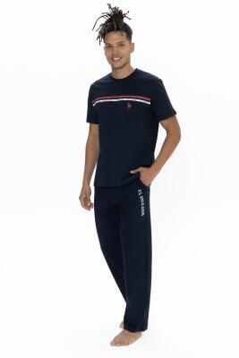 U.S. Polo Erkek Düz Paça Cepli Pijama Takım, Bisiklet Yaka, Kısakollu Pijama Takım - 5