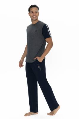 U.S. Polo Assn. - U.S. Polo Erkek Renk Bloklu Yazlık Pijama Takım, Kısakol Bisiklet Yakalı ve Cepli