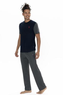 U.S. Polo Erkek Renk Bloklu Yazlık Pijama Takım, Kısakol Bisiklet Yakalı ve Cepli - 7