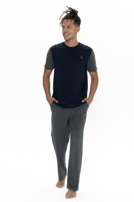 U.S. Polo Erkek Renk Bloklu Yazlık Pijama Takım, Kısakol Bisiklet Yakalı ve Cepli - 9