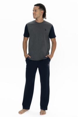 U.S. Polo Erkek Renk Bloklu Yazlık Pijama Takım, Kısakol Bisiklet Yakalı ve Cepli - 2