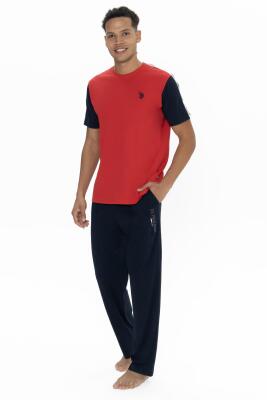 U.S. Polo Erkek Renk Bloklu Yazlık Pijama Takım, Kısakol Bisiklet Yakalı ve Cepli - 6