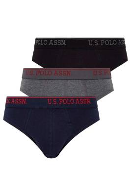 U.S. Polo Assn. - U.S. Polo Erkek Siyah Antrasit Lacivert 3'lü Slip, %95 pamuk %5 elastan