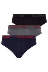 U.S. Polo Erkek Siyah Antrasit Lacivert 3'lü Slip, %95 pamuk %5 elastan - Thumbnail