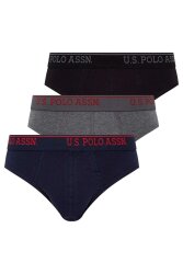 U.S. Polo Erkek Siyah Antrasit Lacivert 3'lü Slip, %95 pamuk %5 elastan