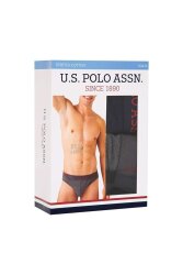 U.S. Polo Erkek Siyah Antrasit Lacivert 3'lü Slip, %95 pamuk %5 elastan (1)