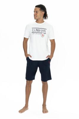 U.S. Polo  Erkek Yazılı T-shirt Şort Takım, Bisiklet Yaka, Kısakol, Cepli Şort - 3