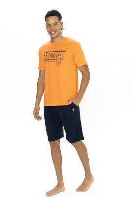 U.S. Polo  Erkek Yazılı T-shirt Şort Takım, Bisiklet Yaka, Kısakol, Cepli Şort - 5
