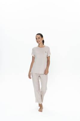 U.S. Polo Assn. - Us Polo Kadın Bisiklet Yaka Kısakol Pijama Takım, %50 pamuk %50 Modal