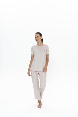Us Polo Kadın Bisiklet Yaka Kısakol Pijama Takım, %50 pamuk %50 Modal - 1