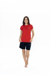 Us Polo Kadın Bisiklet Yaka, Kısakol, T-shirt ve Cepli Şort Takım Kırmızı