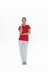 Us Polo Kadın Büyük Beden Pijama Takım, %100 Pamuk Kırmızı