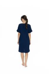 Us Polo Kadın Kısakol, V Yaka Ev Giyim Gecelik, %100 Pamuk, Müslin Kumaş - Thumbnail