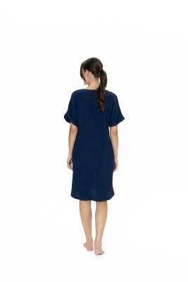 Us Polo Kadın Kısakol, V Yaka Ev Giyim Gecelik, %100 Pamuk, Müslin Kumaş - 8