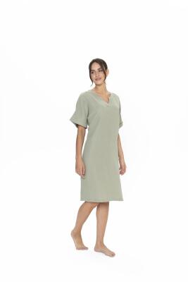 Us Polo Kadın Kısakol, V Yaka Ev Giyim Gecelik, %100 Pamuk, Müslin Kumaş - 2