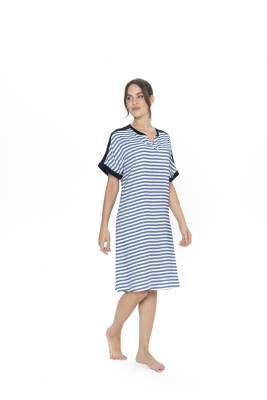 Us Polo Lacivert Beyaz Çizgili Kadın Gecelik, %100 Viskon Kumaş - 3