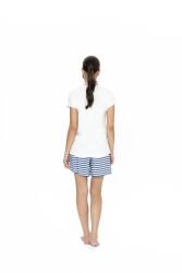 Us Polo Penye T-shirt ve Viskon Şort Takım, Çizgili ve Cep Detaylı - 3