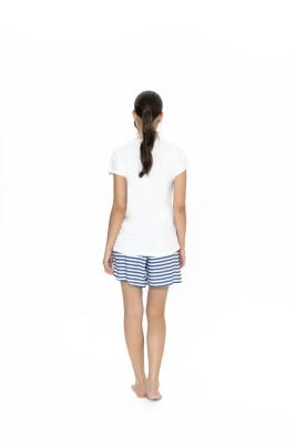 Us Polo Penye T-shirt ve Viskon Şort Takım, Çizgili ve Cep Detaylı - 3