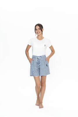 Us Polo Penye T-shirt ve Viskon Şort Takım, Çizgili ve Cep Detaylı - 1