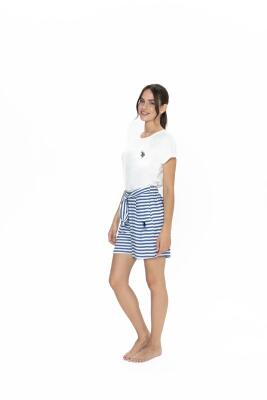 Us Polo Penye T-shirt ve Viskon Şort Takım, Çizgili ve Cep Detaylı - 4