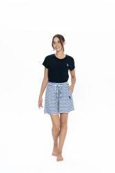Us Polo Penye T-shirt ve Viskon Şort Takım, Çizgili ve Cep Detaylı Lacivert