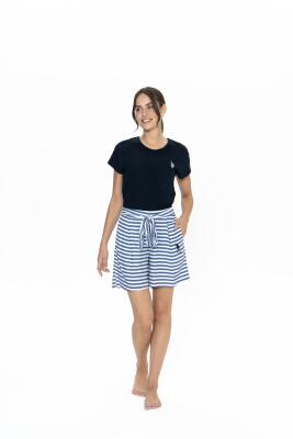 Us Polo Penye T-shirt ve Viskon Şort Takım, Çizgili ve Cep Detaylı - 5