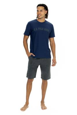 U.S. Polo Assn. - U.S. Polo Yazı Baskılı Erkek Kısakol T-shirt Ve Şort Takım