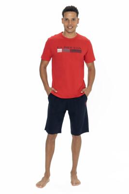 U.S. Polo Yazı Baskılı T-shirt Şort Takım, Bisiklet Yaka, Kısakol, Cep Detaylı - 4