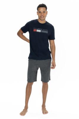 U.S. Polo Yazı Baskılı T-shirt Şort Takım, Bisiklet Yaka, Kısakol, Cep Detaylı - 8