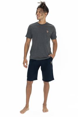 U.S. Polo Assn. - U.S. Polo Yuvarlak Yaka Kısakol T-shirt, Cepli ve Düz Renk Şort Takım